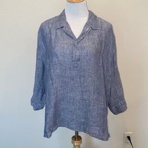 CP SHADES Linen Gigi Pullover Top Lagenlook Blue